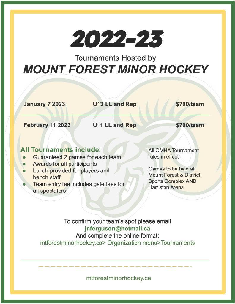 U11 TOURNAMENT (Mt Forest Minor Hockey Association)